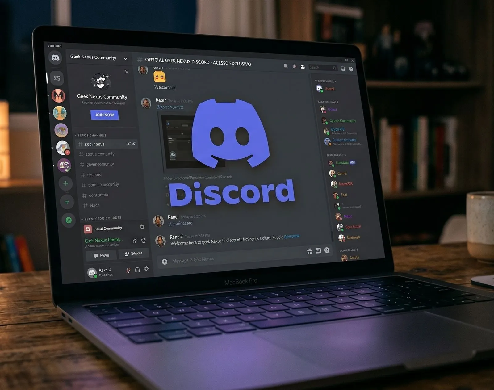 Notebook aberto no Discord, ambiente da Comunidade Hard Urban
